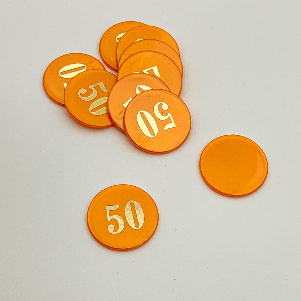 Lot 50 jetons plastiques multicolores 3 cm pour jeu de société. Pions ronds  de 30 mm de diamètre.