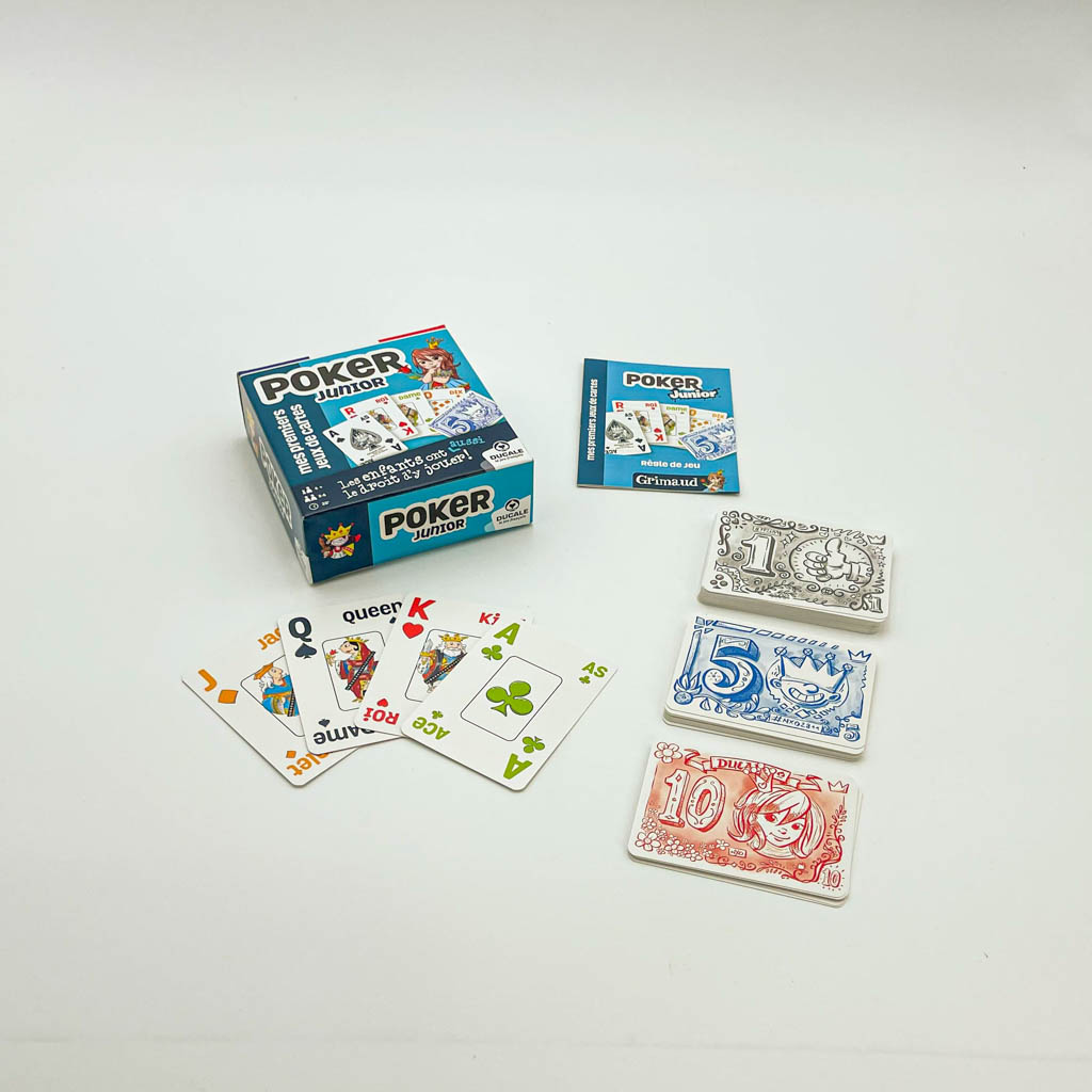 La Ducale Poker Junior: Gioco Di Carte Per Bambini E Famiglie, Impara A Giocare A Poker, Regole Semplificate, Da 2 A 6 Giocatori, Dai 6 Anni, Made In France