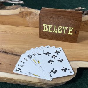 coffret de rangement bois jeu de cartes belote
